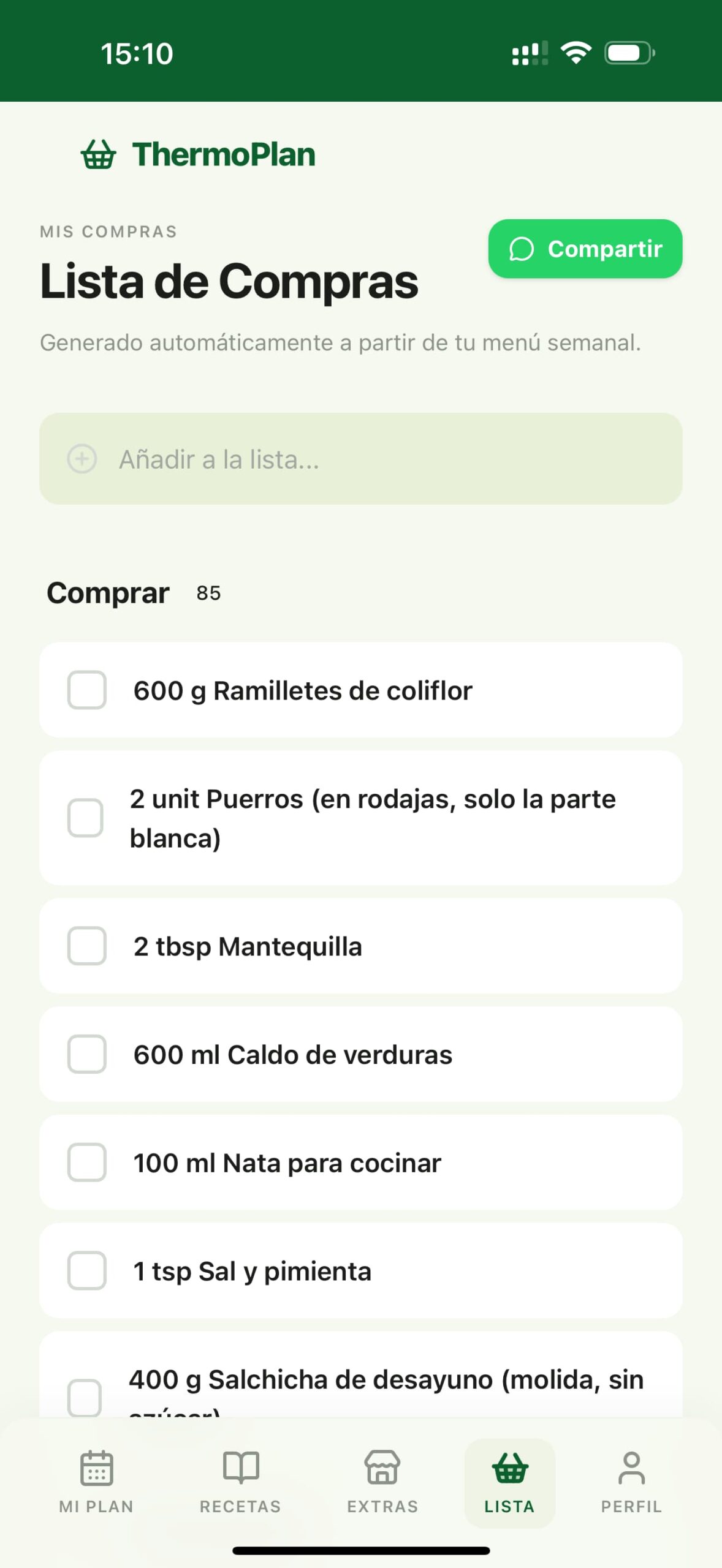 Lista de compras automática